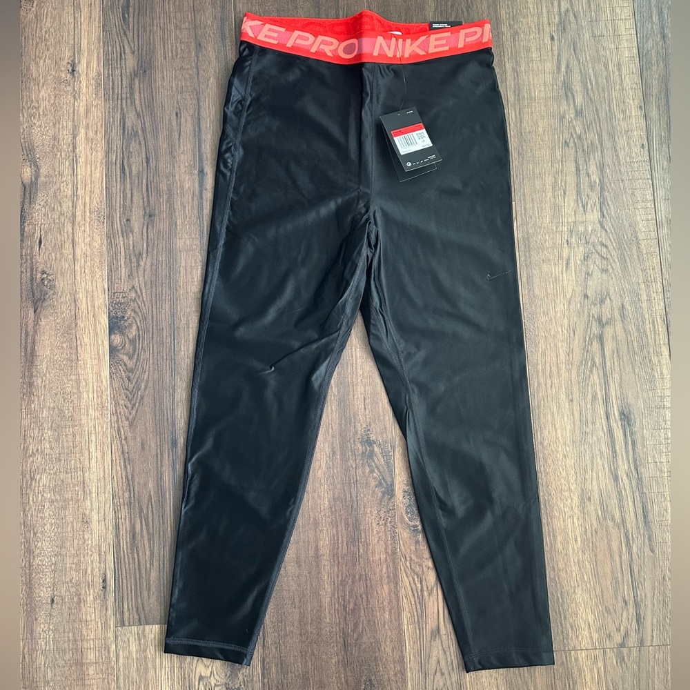 NWT Nike Pro High Waist Leggings tight fit 7/8 Length Size L, 12/14